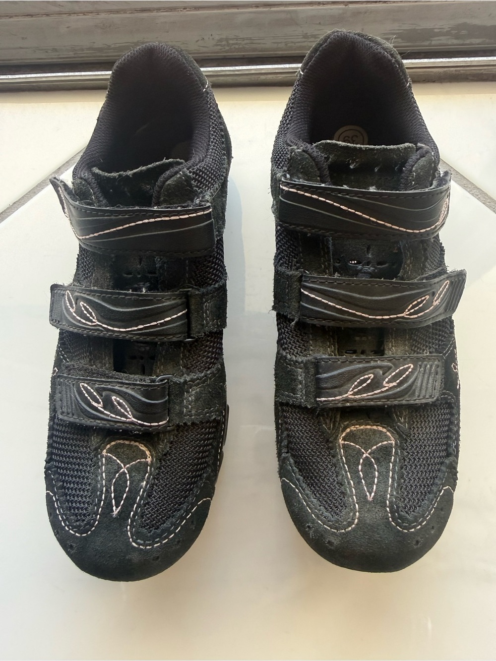Women's Black Athletic Sneakers with Triple Velcro Straps